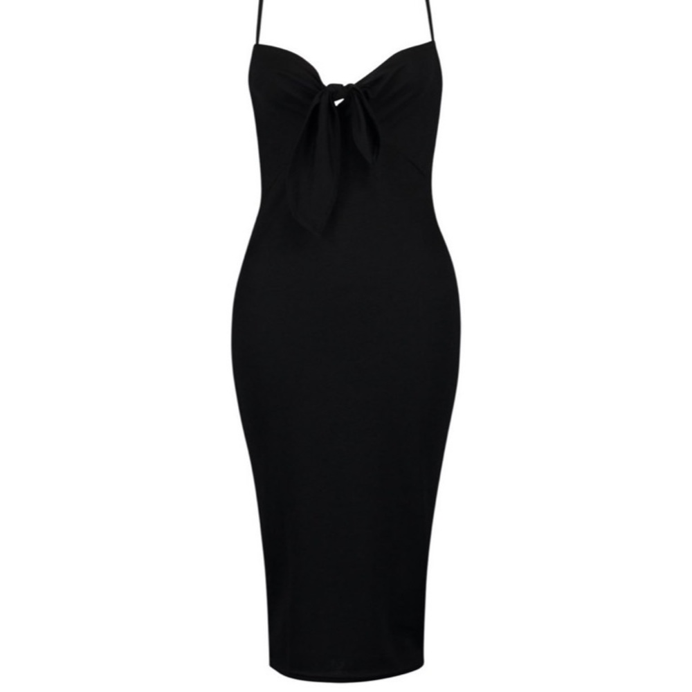🔥Boohoo Body con stretch black midi dress - Picture 2 of 3